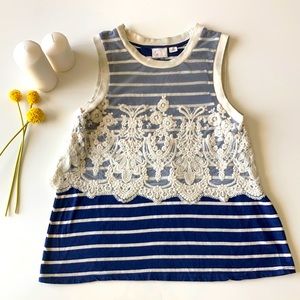 Anthropologie 9h15 stcl embroidered striped tank top